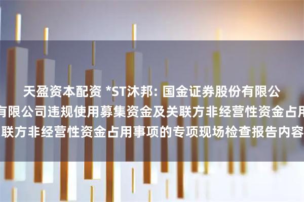天盈资本配资 *ST沐邦: 国金证券股份有限公司关于江西沐邦高科股份有限公司违规使用募集资金及关联方非经营性资金占用事项的专项现场检查报告内容摘要
